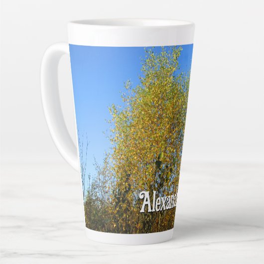 Sky Dancing Herfst Bladeren - Groot Gepersonalisee Latte Mok (Linkerhoek)