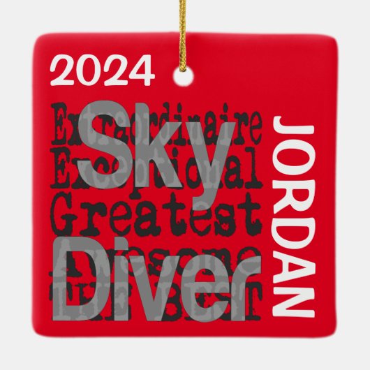 Sky Diver Extraordinaire CUSTOM Keramisch Ornament (Achterkant)