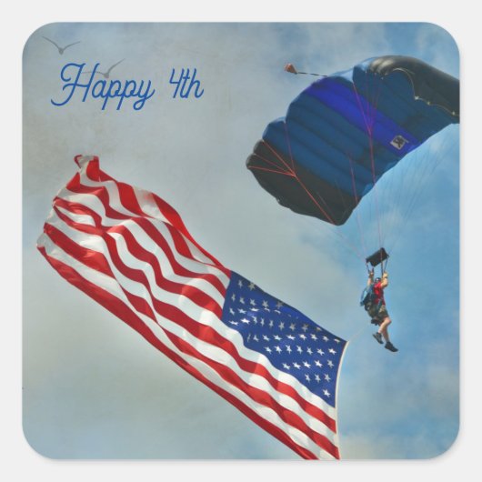 Sky Diving American Flag Stickers (Voorkant)