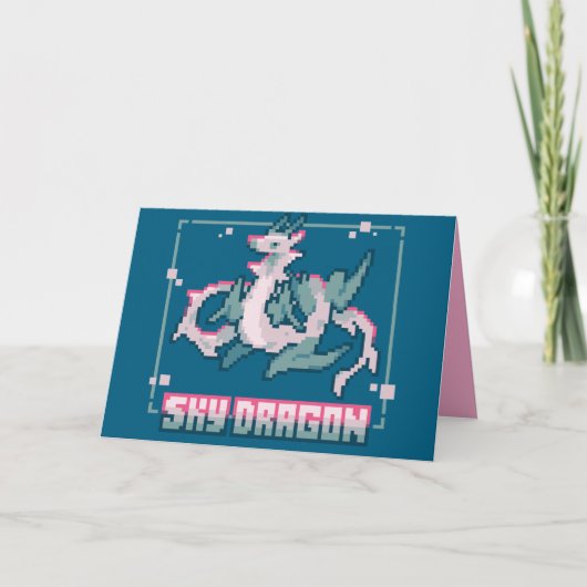 Sky Dragon, happy birthday pixel art Bedankkaart (Voorkant)