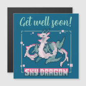Sky Dragon pixel art Get well soon Magnetische Uitnodiging (Voorkant / Achterkant)