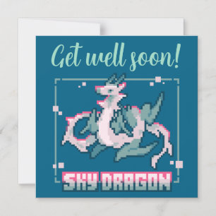 Sky Dragon pixel art Get well soon Magnetische Uitnodiging