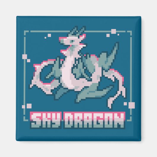 Sky Dragon, pixel art Magneet (Voorkant)