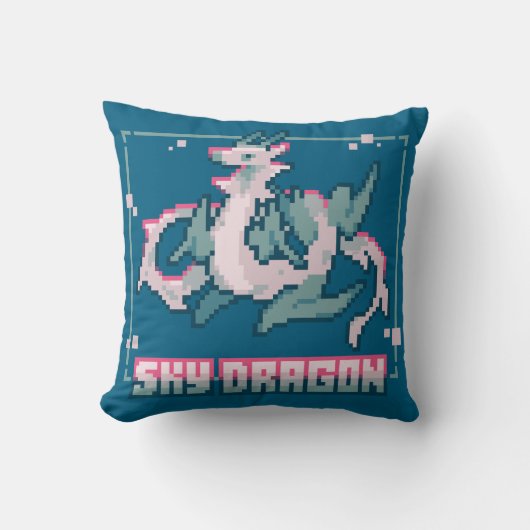 Sky Dragon, Pixel Art, pixelart Kussen (Voorkant)