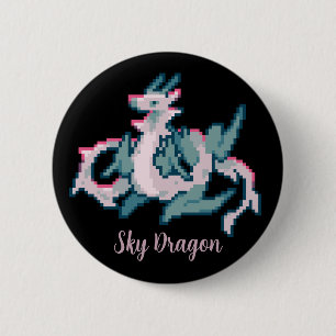 Sky Dragon, pixel art Ronde Button 5,7 Cm