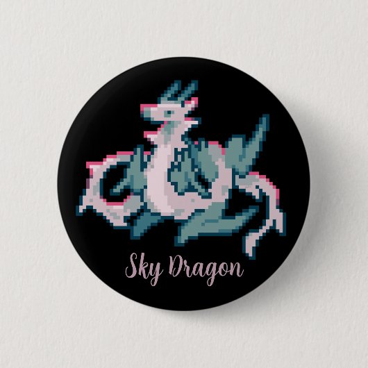 Sky Dragon, pixel art Ronde Button 5,7 Cm (Voorkant)