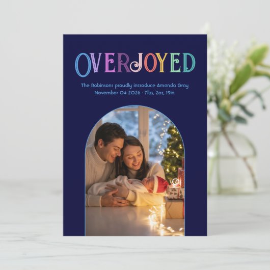 Sky Dreams Xmas Baby Geboorteaankondiging Foto Feestdagenkaart (Staand voorkant)