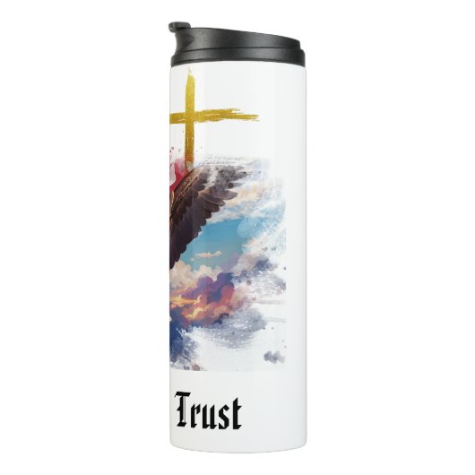 *~* Sky Eagle Christelijk Patriottisch Kruis AP16 Thermosbeker (Geroteerd rechts)