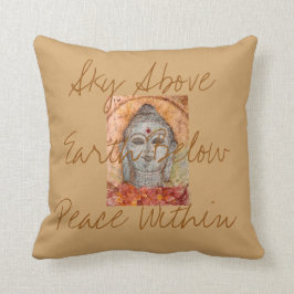 Sky Earth Peace Buddha Waterverf Art Pillow Kussen