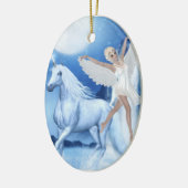 Sky Faerie Asparas en Unicorn Keramisch Ornament (Links)