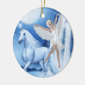 Sky Faerie Asparas en Unicorn Keramisch Ornament (Links)