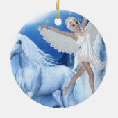 Sky Faerie Asparas en Unicorn Keramisch Ornament (Achterkant)