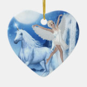 Sky Faerie Asparas en Unicorn Keramisch Ornament (Voorkant)