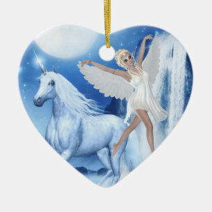 Sky Faerie Asparas en Unicorn Keramisch Ornament