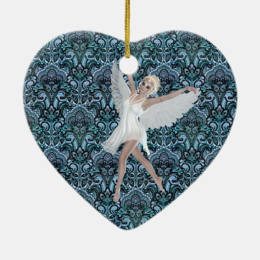 Sky Faerie Asparas en Unicorn Keramisch Ornament (Achterkant)