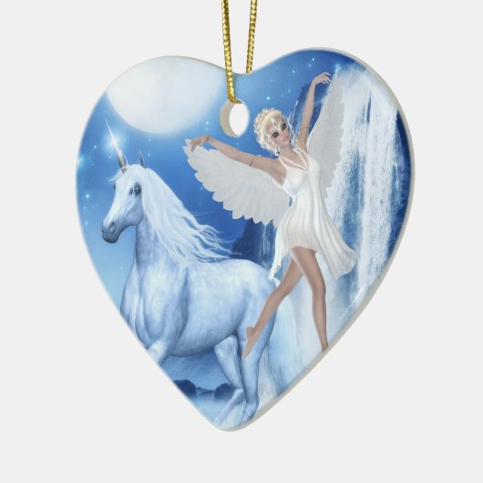 Sky Faerie Asparas en Unicorn Keramisch Ornament (Links)