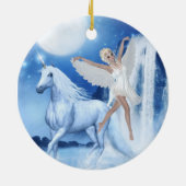 Sky Faerie Asparas en Unicorn Keramisch Ornament (Achterkant)