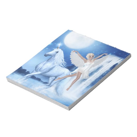 Sky Faerie Asparas en Unicorn Notitieblok (Linkerzijde)