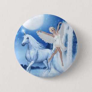 Sky Faerie Asparas en Unicorn Ronde Button 5,7 Cm