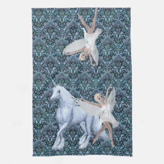 Sky Faerie Asparas en Unicorn Theedoek (Verticaal)