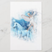 Sky Faerie Asparas en Unicorn Vignette Briefpapier (Voorkant)