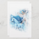 Sky Faerie Asparas en Unicorn Vignette Briefpapier (Voorkant / Achterkant)