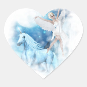 Sky Faerie Asparas en Unicorn Vignette Hart Sticker