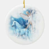 Sky Faerie Asparas en Unicorn Vignette Keramisch Ornament (Achterkant)