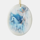 Sky Faerie Asparas en Unicorn Vignette Keramisch Ornament (Rechts)