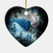 Sky Faerie Asparas en Unicorn Vignette Keramisch Ornament (Achterkant)