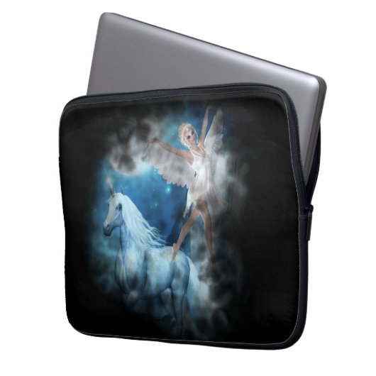 Sky Faerie Asparas en Unicorn Vignette Laptop Sleeve (Voorkant Links)