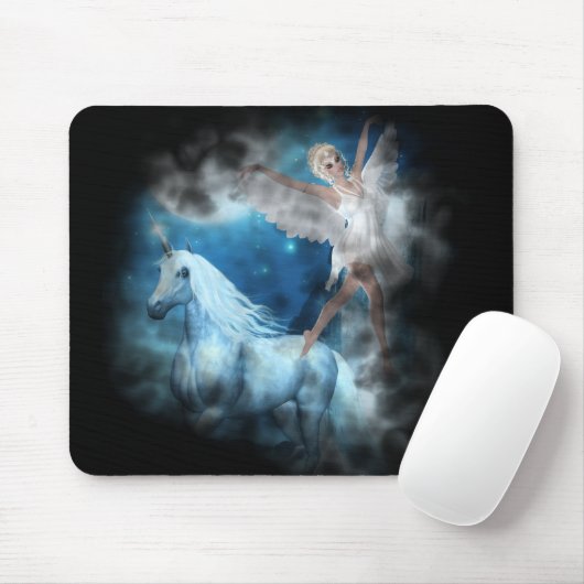 Sky Faerie Asparas en Unicorn Vignette Muismat (Met muis)