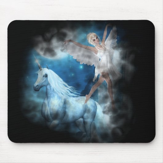 Sky Faerie Asparas en Unicorn Vignette Muismat (Voorkant)
