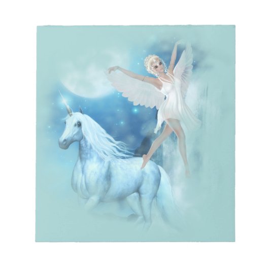 Sky Faerie Asparas en Unicorn Vignette Notitieblok (Voorkant)
