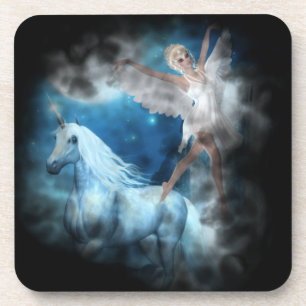 Sky Faerie Asparas en Unicorn Vignette Onderzetter