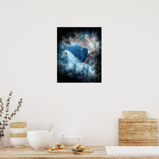 Sky Faerie Asparas en Unicorn Vignette Poster (Keuken)