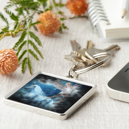 Sky Faerie Asparas en Unicorn Vignette Sleutelhanger (Zijkant)