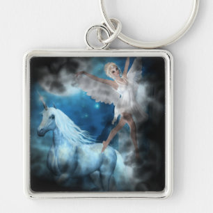 Sky Faerie Asparas en Unicorn Vignette Sleutelhanger