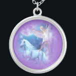 Sky Faerie Asparas en Unicorn Vignette Zilver Vergulden Ketting<br><div class="desc">Sky Faerie Asparas en Unicorn Vignette Onder de volle maan en de sterren in de middernacht.. is er een sportpool met zuiver water uit de magische eenhoornwaterval. Hier vind je de Unicorn, Sky Faerie Asparas en Unicorn Lunaria, dansen in de wateren met de mooiste Asparas Sky Dancer Faerie. Sky Faeries...</div>