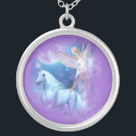 Sky Faerie Asparas en Unicorn Vignette Zilver Vergulden Ketting<br><div class="desc">Sky Faerie Asparas en Unicorn Vignette Onder de volle maan en de sterren in de middernacht.. is er een sportpool met zuiver water uit de magische eenhoornwaterval. Hier vind je de Unicorn, Sky Faerie Asparas en Unicorn Lunaria, dansen in de wateren met de mooiste Asparas Sky Dancer Faerie. Sky Faeries...</div>