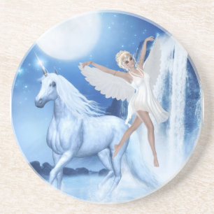 Sky Faerie Asparas en Unicorn Zandsteen Onderzetter