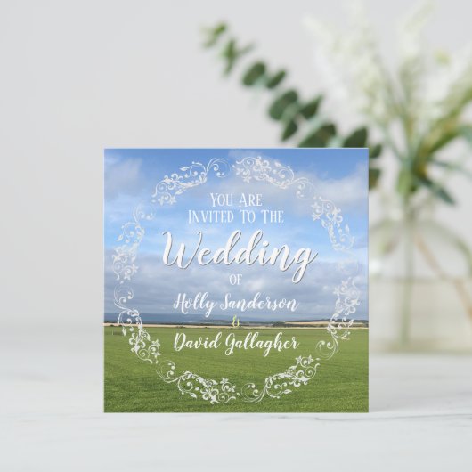 Sky & Fields Design Wedding Kaart (Staand voorkant)