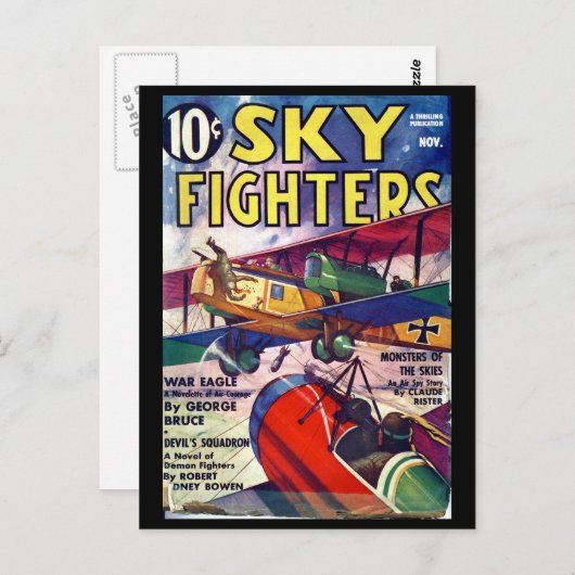 Sky Fighters - nov 1937a_Pulp Art Briefkaart (Voorkant / Achterkant)