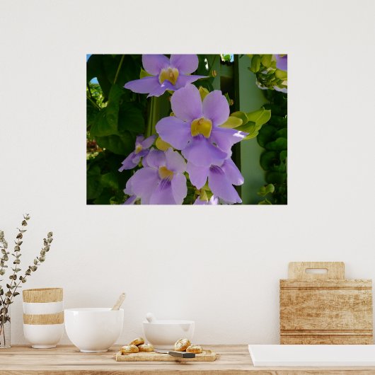 Sky Flower Vine Tropical Paars Floral Poster (Keuken)