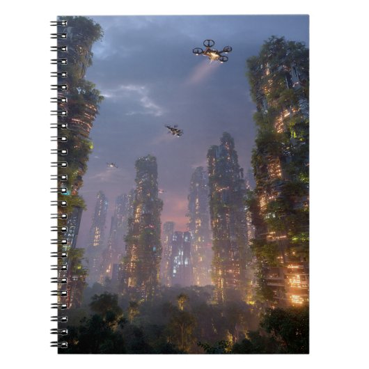 Sky Forest Futuristic Drone City Notitieboek (Voorkant)