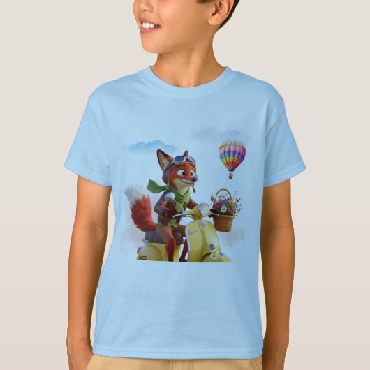 "Sky Fox" Morgen Aviator Schattig Dierenavontuur T-shirt (Voorkant)