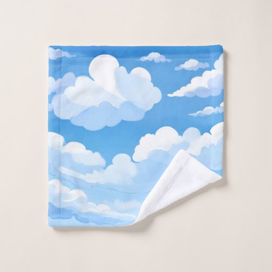 Sky Full of Clouds | Watercolor Blue Sky Painting Washandje (Wasdoekje)