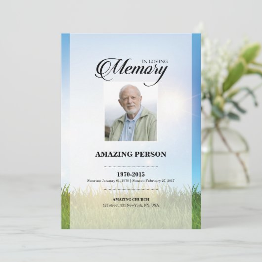 Sky Funeral Kaart Sjabloon (Staand voorkant)