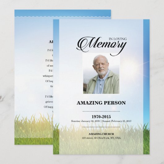 Sky Funeral Kaart Sjabloon (Voorkant / Achterkant)