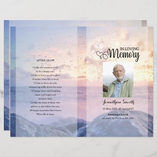 sky Funeral Program sjabloon (Voorkant / Achterkant)